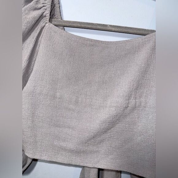 Jen’s Pirate Booty x Free People Puff Sleeve Tie Cropped BOHO Blouse Small EUC - Picture 2 of 9